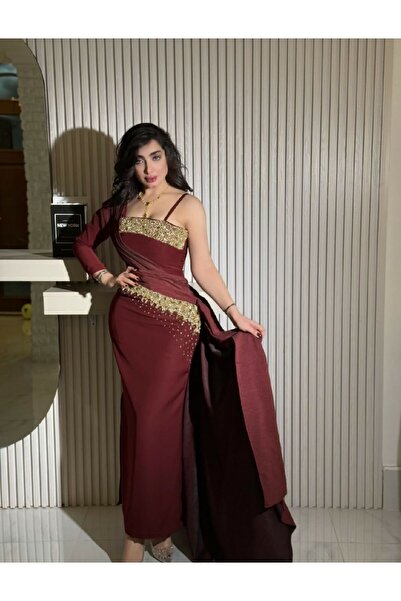 Heidi Maroon (burgundy) color design with gold embroidery