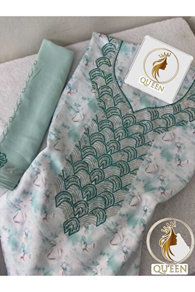 QUINN Emirati-style abayas with a veil, digital silk, embellished with crysta...