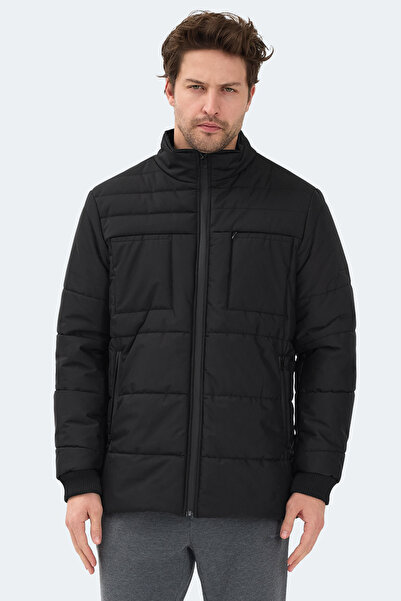 Slazenger Baldwing Men's Stand Collar Zippered Black Coat & Jacket