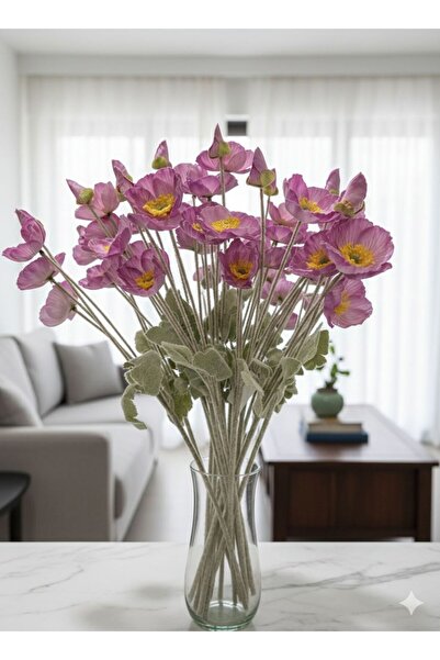 Lilac Home Yapay 4`lü Lila Gelincik Dalı