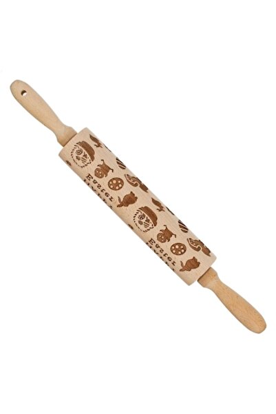 SHOPIENS Wooden Rolling Pin with Handles and Easter Patterns