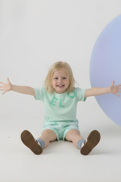 BABY SPORT Kız Çocuk Takım Pamuklu Yazlık Üst ve Bürümcük Kumaş Şort