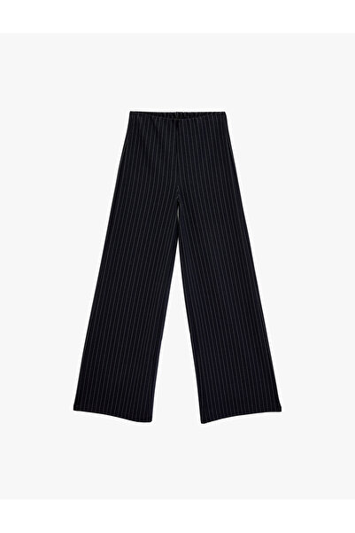 Koton Straight Wide Leg Long Striped Fabric Trousers