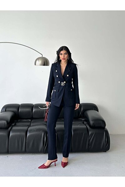 MODA MODERN KESİM KEMERLİ BLAZER & PANTOLON TAKIM