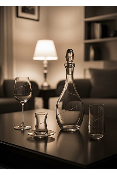 Saatistan Şık ve Zarif 49 Parça Cam Su ve Çay Takımı, 12 Kişilik Set