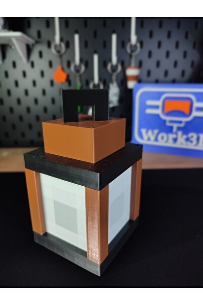 WORK3D Minecraft’ten İlham Alınmış LED Fener – 3D Baskı Dekoratif Masa Lambası
