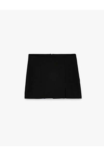 Koton Crepe Scuba Fabric Slit Mini Skirt