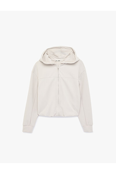 Koton Hanorac supradimensionat cu fermoar, cu glugă, din amestec modal