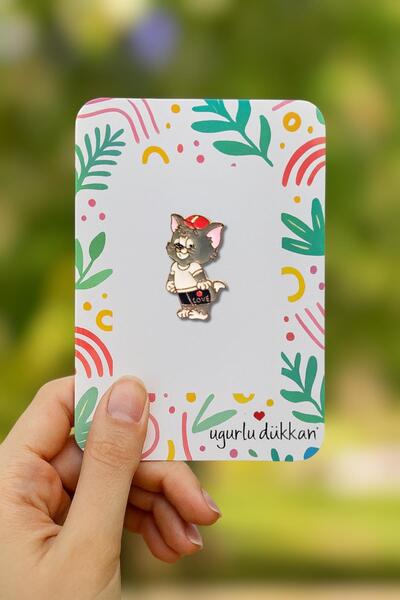 uğurlu dükkan Şapkalı Kedi Tom Rozeti