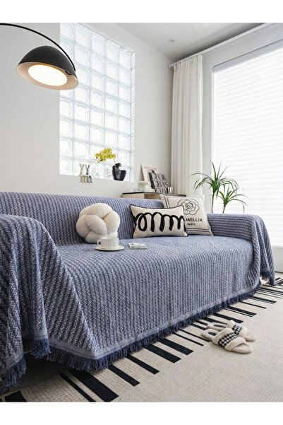 rellhome Cotton Sofa Cover with Fringes | Multi-Purpose Cover | Sofa Shawl | ...