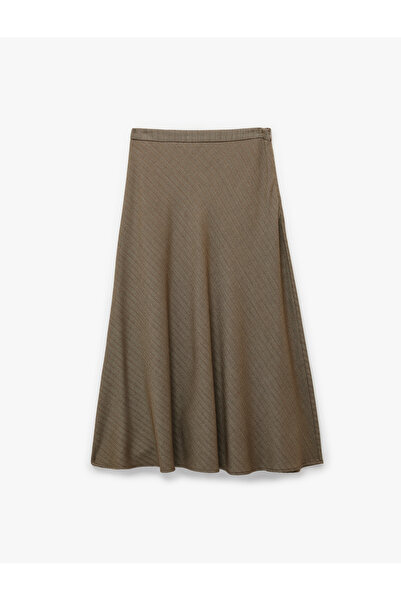 Koton Comfortable Fit Standard Waist Midi Length Striped Flared Skirt