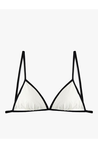 Koton Contrast Detailed Drawstring Triangle Bikini Top