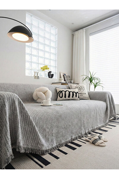 rellhome Cotton Sofa Cover with Fringes | Multi-Purpose Cover | Sofa Shawl | ...