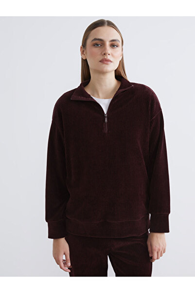 LC Waikiki Özmarka Yeni Sezon Dik Yaka Fitilli Kadın Sweatshirt