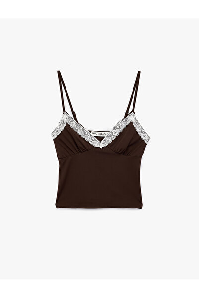 Koton Bow-Tie Slim Fit V-Neck Strappy Ruched Undershirt