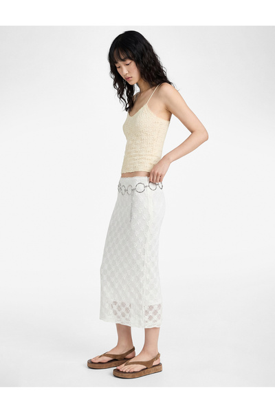 Koton Slim Fit High Waist Slit Lace Pencil Skirt