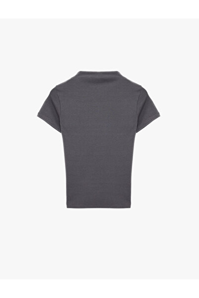 Koton Tricou cu mânecă scurtă, croială slim, cu guler ridicat, din amestec modal