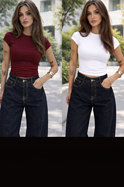 Boi Bluză de damă, negru-alb, cu decolteu tip crewneck, din lycra, cu mâneci ...