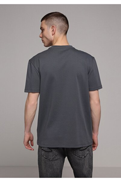 Colin's Regular Fit Round Neck Plain Men's Anthracite Short Sleeve T-Shirt