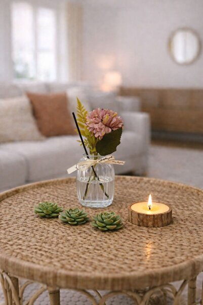 naturelove Çiçekli Çubuklu Oda Kokusu Şeftali 50 ml – Dekoratif Cam Vazolu Or...