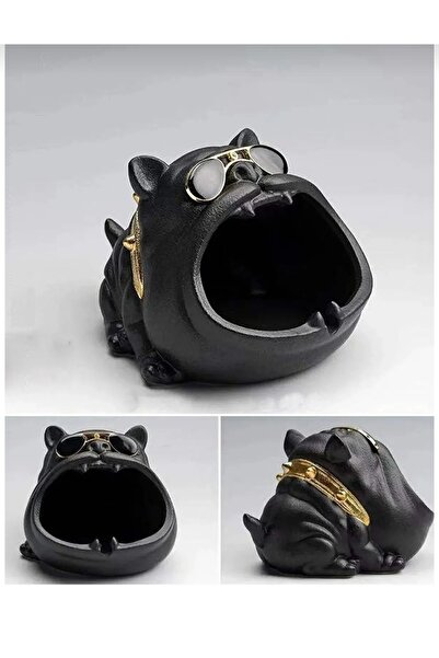 Saatistan Sevimli Bulldog Figürlü Dekoratif Kültablası, Masaüstü ve Ofis Şıklığı