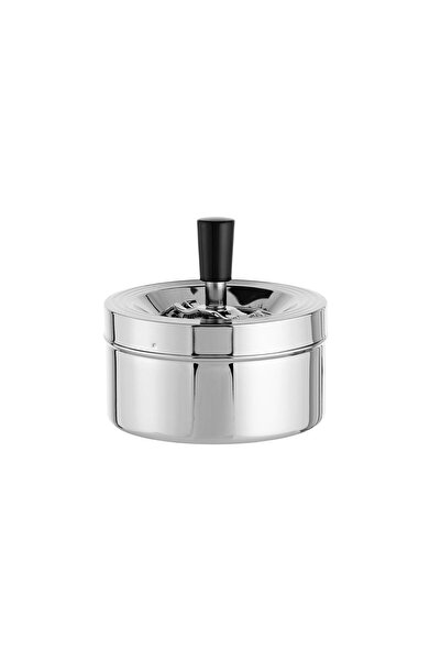 Saatistan Şık Metal Hazneli Küllük, Gümüş Renk, 12 cm, Modern Tasarım