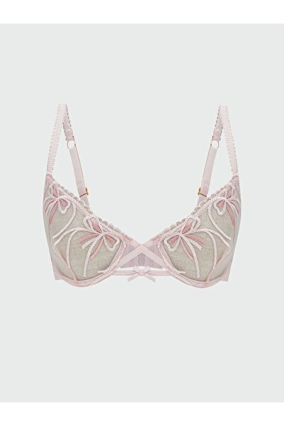 LC Waikiki LCW DREAM Sutien tip tricou fantezie, roz, cu sârmă, fără burete, brodat