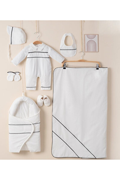 Generic 7-piece baby boy's sleepsuit set – European style (0-3 months) off-wh...