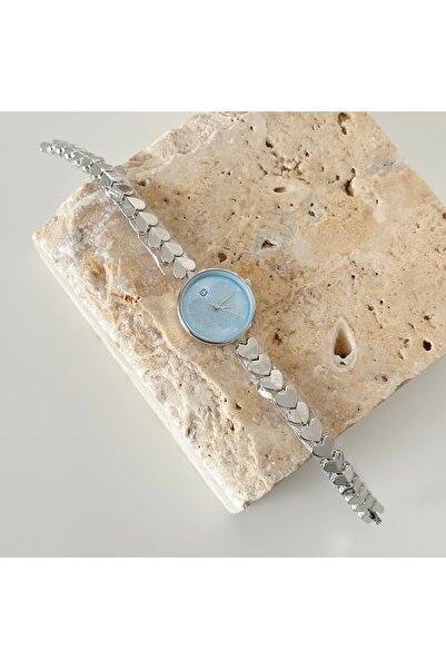 Vesce Atelier Heart Cord Silver Watch Blue