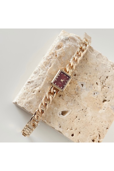 Vesce Atelier Chain Cord Gold Watch Claret Red