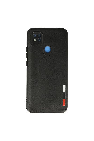 eco port حالة Redmi 9c من الجلد السيليكون - أسود