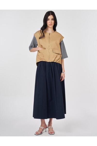 KYR Короткий жилет з застібкою-блискавкою, бежевий