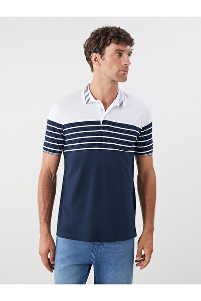 LC Waikiki Ανδρικό μπλουζάκι Özmarka New Season Polo με ριγέ λαιμόκοψη από χτ...