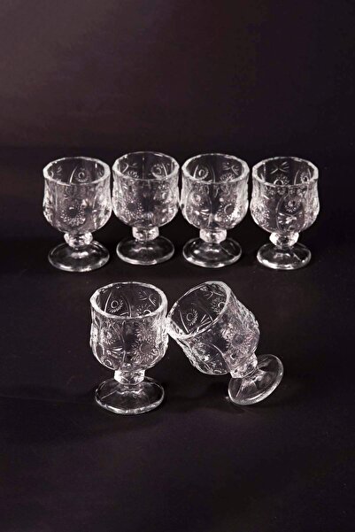 MericLine Footed Coffee Side Glass Crystal Cut Shot Glass 7cm X 4 cm Set of 6...