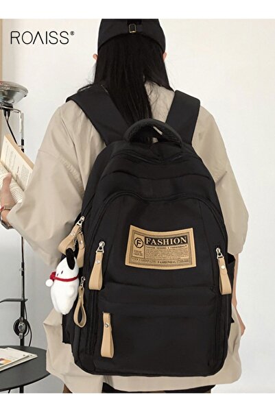 ROAISS Unisex Stylish Backpack with Zipper, Large Capacity Schoolbag with Adj...