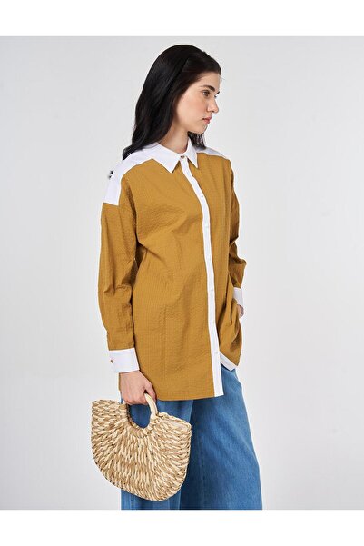 KYR 100% Βαμβακερό Τούνικ με Γαρνιτούρα Σκούρο Μουστάρδι