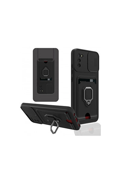 eco port حافظة سامسونج جالاكسي A02s زوما مع حلقة سيليكون لبطاقة العمل - أسود