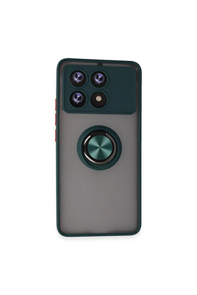 eco port غطاء سيليكون لهاتف Poco X6 Pro مع حلقة مونتريال - أخضر