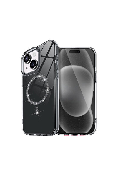 VINTESSY غطاء آيفون 15 بلس لايف دايموند ماج سيف - أسود