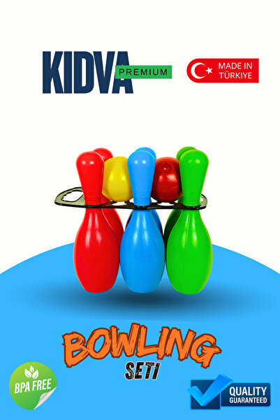 kidva 9 Parça Mega Bowling Oyun Seti Büyük Boy 24 cm Lobutlar Eğitici Oyuncak...