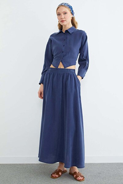 Fulla Moda Elastic Waist Pocketed Maxi Skirt