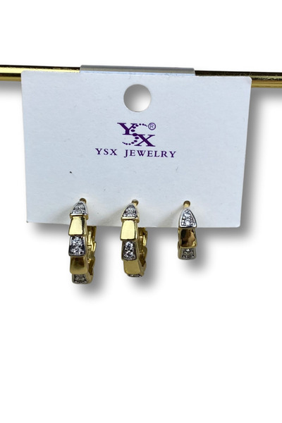 Brethils Ysx 3-Piece Seranay Model Combination Earring Set, Anti-Tarnish, Ant...