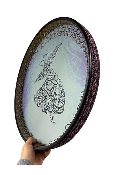 Saatistan Mavi Mevlana Desenli 55cm Erbane Bendir Kılıflı, İran Üst Kalite