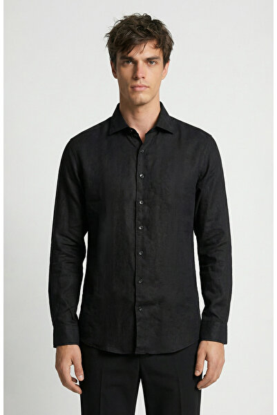 Network Siyah Keten Gömlek