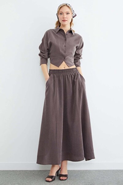 Fulla Moda Elastic Waist Pocketed Maxi Skirt