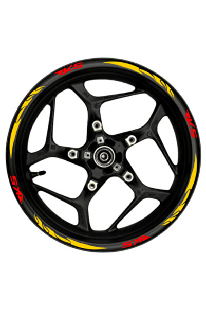 Fixelora 16 قطعة شريط حافة عجلات Rks موديل 1 أحمر أصفر
