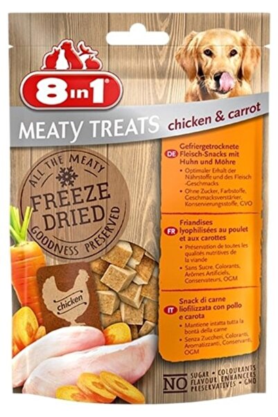 8in1 Meaty Treats Freeze Dried Tavuklu ve Havuçlu Kurutulmuş Tahılsız Köpek Ö...