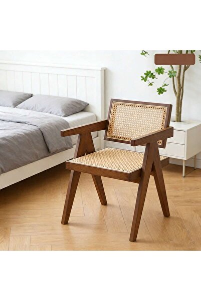 Mtanvxay Retro Rubber Wood Outdoor Armchair Velvet Fabric Dining Chair for Pa...