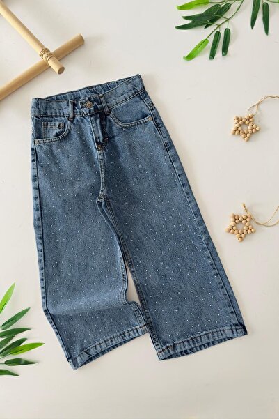 Minigimin Cicileri My Little One's Skin-Friendly Wide-Legged Girls' Jeans wit...