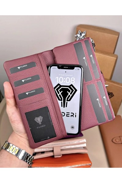 Fil Deri Genuine Leather Zippered Magnetic Multi-Compartment Women's Wallet 2133